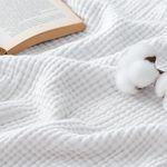 Bedsure 100% Cotton Muslin Throw Blanket - King Size for Bed, 4-Layer Breathable and Lightweight Thin Soft Summer Gauze Muslin Blanket for Adults, White, 108x90 Inches