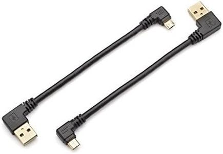 Bolongking Lot de 2 câbles USB 2.0 A coudé vers la gauche vers Micro-B coudé vers la droite Câble de synchronisation des données et recharge