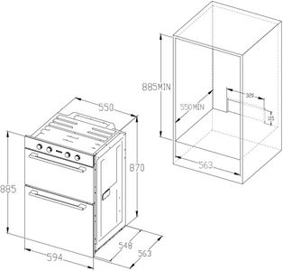 Cookology 90cm Black Glass Built-In Electric Double Oven with Timer
