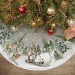 AVOIN colorlife Snowman Reindeer Snowflake Christmas Tree Skirt 36 Inch, Winter Holiday Tree Mat Decoration