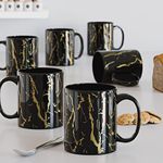 The Earth Store Black Copper Pipe Coffee Mug Set of 6 Ceramic Mugs to Gift to Best Friend, Tea Mugs, Microwave Safe Coffee Mugs,