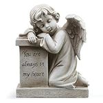 Napco 11295 Cherub Resting on Pedestal Garden Statue, 10.5"