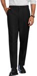 COOFANDY Men Classic Fit Dress Pant Casual Flat Front Pant Expandable Waist Suit Pant Black 36W29L