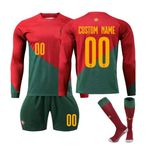 Custom Soccer Jersey Kids Kids/Adult Long Sleeves Football Jersey Set Custom Number Name Football Enthusiasts Sportswear Gift (Red)