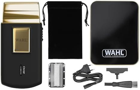 Wahl Travel Shaver Gold Edition - Rasoir électrique sans fil et rechargeable pour hommes, idéal pour les voyages, pour couper les cheveux et la barbe, compact et portable