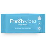 FreshWipes Body Wipes 12 Large Coconut Scented Antibacterial/Biodegradable Adult Wipes - Ideal for Camping, Festivals, Sport, Disabled, Post-Surgery & Bed Baths