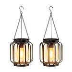 BUCASA Solar Lights Outdoor Garden, 2 Pack Hanging Solar Garden Lanterns with Chain and Hook, Metal Waterproof Soalr Garden Ornaments Outdoor for Decoration Garden Pathway Patio (Warmwhite)