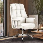 Furb Ergonomic Office Chair with Adjustable Tilt Function, 150° Reclining Home Office Desk Chair, Adjustable Height Swivel Chair with Comfortable Thickly Padded Armrests (White)