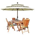 THESHELTERS 10 Ft 3 Tier Large Size Garden Umbrella, Outdoor Umbrella with Double Vented, Patio Umbrella with Stand and 8 Sturdy Ribs Perfect for Garden, Terrace, Lawn, Poolside (Cream)