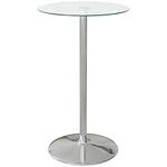 HOMCOM Round Bar Table, Modern Bistro Table with Tempered Glass Top and Steel Frame, High Pub Table for 2, Easy Assembly for Breakfast Bar, Dining Room, Clear