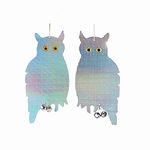 Voarge 2 Pack Reflective Owl Scarecrow, Pigeon Repellent Hanging Owl Scarecrow for Hanging Anti-Pigeon with Decorative Bell to Protect Plants and Garden