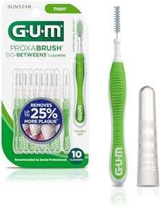 GUM Proxabrush Go-Betweens - Tight - Interdental Brushes - Soft Bristled Dental Picks for Plaque Removal & Gum Health - Safe for Braces & Dental Devices, 10ct