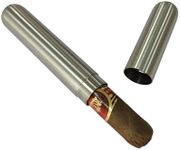 CNFLASK Stainless Steel Single Cigar Tube Can Hold 6.5" Length & 0.76" Diameter Cigar Case Pocket Cigar Holder (Brush Finish, Single Cigar Tube)