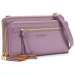 YOVIEE RFID Blocking Women Crossbody Bag Cell Phone Shoulder Bag PU Zipper Card Holder Double-Space Girl Purse Christmas Gift N008PURPLE