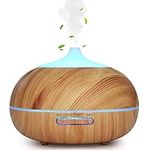 WD&CD Essential Oil Diffusers Humidifiers for Home 300-400ML Ultrasonic Aroma Diffuser Humidifier Cool Mist/Waterless Auto-off / 7 Color Lights / 3 Timer Setting/Whisper Quiet(Light Wood Grain)