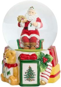 Spode Christmas Tree Santa Clause Winter Wonderland Snow Globe, Plays Soothing Music - Durable Dolomite, Personalized Collectible Holiday Gift - Great for Christmas, Weddings, Home Décor