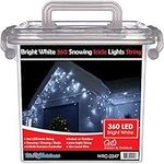 WeRChristmas Snowing Icicle Christmas Lights String with 360-LED Chasing/Static Settings with 19 m Cable - White