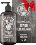 Viking Revolution Beard Conditioner 17oz with Argan & Jojoba Oils - Softens & Strengthens - Natural Peppermint and Eucalyptus Scent- Beard Softener with Beard Oil