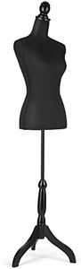 Female Dress Form Mannequin Body Torso Stand with Adjustable Height Stand Dress Form for Display or Decoration, Black