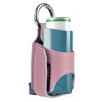 Beautyflier Asthma Inhaler Holder PU Leather Travel Handy Holder for Adults and Kids (Light Pink)