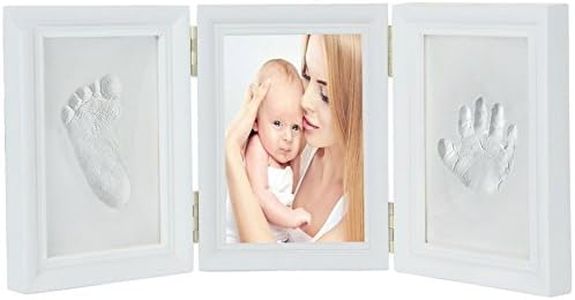 JZK Precioso kit marco huella manos y pies bebé recuerdo fotográfico huellas bebé no tóxico seguro arcilla y marcos madera para niño niña perfecto baby regalo