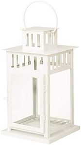 Ikea Lanterne borrby en acier blanc pour bougie bloc, utilisation intérieure et extérieure, 3,4 x 1,8 x 1,8 m