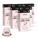 Grind Dark Blend Coffee Pods – Pack of 60 Coffee Capsules – Nespresso® Original Machine Compatible Pods – Home-Compostable Coffee Pods – Notes of Raw Cacao, Walnuts, Dark Treacle and Burnt Sugar