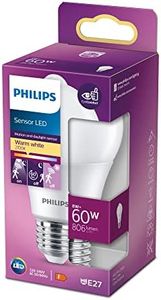 Philips LED Premium Sensor Frosted Light Bulb [E27 Edison Screw] 8W - 60W Equivalent, Warm White (2700K), Non Dimmable