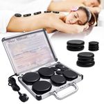 Fachmach Hot Stones Massage Warmer Kit, 9Pcs Portable Electric Hot Stones Massage Set with Heater, Hot Rocks Basalt Massage Stones for Home Spa Warming Therapy Relaxing