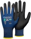 KAYGO Work Gloves MicroFoam Nitrile Coated KG19NB, Seamless Knit Nylon Safety Work Gloves with Micro Dots on palm, Ideal for General Purpose,Automotive,Home Improvement,Painting(3, L)