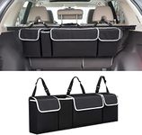 CGEAMDY Car Trunk Organizer, Backseat Hanging Organizer for SUV, Truck, MPV, Waterproof, Collapsible Cargo Storage Bag with 4 Pockets, Car Interior Accessories for Men and Women (Black)