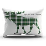 WULIHUA Throw Pillow Covers Cape Breton Tartan Moose Green Plaid Lumbar Outdoor Cushion Cover Pillowcase Size 12x24 inch One Sided Printed Chic Fashion Design