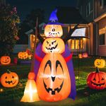 Trrisaun 6FT Halloween Inflatable Pumpkin Witch, Blow Up Inflatable Halloween Pumpkin Decorations with Built-in LED Lights, Inflatables Decorations for Indoor, Outdoor, Garden, Lawn, Party, Home, Yard