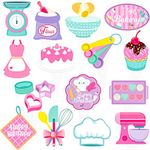 Little Bakers Birthday Cupcake Toppers Baking Theme Birthday Party Decoration Makaron Party Cupcake Picks for Baking Birthday Cake Decoration Girls Baby Shower Supplies