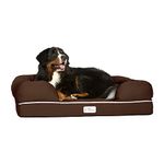 PetFusion Dog Bed Large Dog Sofa Washable Memory Foam Pet Bed Ultimate Bed for Dogs Removable Cover Comfortable Soft Bed with Bolster For Large Dogs - Chocolate Brown - X-Large (112 x 86 x 25cm)