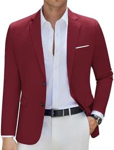 COOFANDY Mens Suit Jacket Slim Fit Two Button Blazer Lightweight Casual Sport Coats, Wine Red, Medium