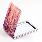 Dezva Compact Mirror Rectangle Pu Leather Makeup Mirror for Purses Small Pocket Mirror Portable Hand Mirror Double-Sided with 2 x 1x Magnification(Rectangular)