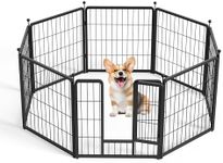 Dog Playpen 24 Inch 8 Panels, Heavy Duty Metal Pet Playpen Indoor Outdoor for Camping, Yard, RV, Garden Fence, Privacy Patio, Black