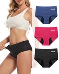 Gladbecke Heavy Flow Period Pants for Women High Waist Postpartum Underwear Leakproof Menstrual Knickers Pack of 3 Multicolor