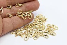 Beadsnfashion 5000 Pcs, 12mm Metal Golden Finish Lobster Clasps Findings Fasteners for Jewellery making