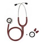 eSteth Classic Stethoscope - Sensitive Chest Piece for Monitoring Amplified Heart, Lung Sounds - Lightweight Design, Flexible Stethoscope Tubing - Extra Ear Tips & Non-Chill Ring - 32" Long, Red Wine