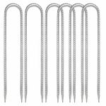 QISF 12inch 6 Pack Ground Stakes Sets, Steel Rebar Stakes Tents Nails Heavy Duty Garden Stake Ground Anchor Pegs U Shaped Fences Stake for Trampolines Camping Canopies Sheds Swing