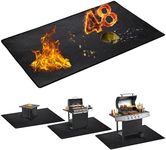 Fondpen 48 x 36 inch Under Grill Mats for Outdoor Grill-Double-Sided Fireproof Grill Mats for Outdoor Grill Deck and Grass Protector-Waterproof & Oil Proof- Easy to Clean Fire Pit Mat, Fireplace Mat