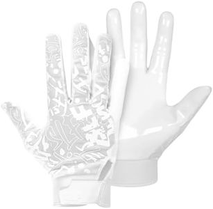 SLEEFS Football Receiver Gloves [1 Pair - Small] - No Slip, Crazy Sticky Silicone Grip - Youth and Adult Sizes - White