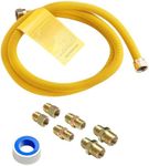 Roastove 72" Flexible Yellow Coated Gas Line Connector Kit for Stove, Dryer, Gas Water Heater, Furnace,5/8 in.OD(1/2 in. ID）Flexible Gas Line with Connector 1/2" FIP &1/2"MIP & 3/4"MIP Fitting