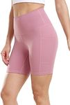 Colorfulkoala Women's High Waisted Biker Shorts with Pockets 6" Inseam Workout & Yoga Tights(XS, Mauve Pink)