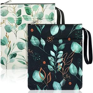 Shappy 2 Pieces Book Sleeve for Lovers Tree Leaves with Zipper Canvas Protector Paperback Cover Washable Pouch Pocket Teen Adult Lover Gift(Fresh Pattern), SHAPPY-BOOK SLEEVE-08