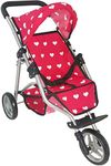 Baby Doll Stroller for Dolls | Play Toy Doll Stroller for Toddlers 3 Year Old Girls Gift | Push Pram Baby Stroller for Dolls, Babydoll Stroller Jogger Baby Carriage for Dolls (Pink Hearts Pattern)