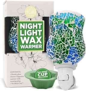 Belle Aroma Bijou® Bulb-Free Plug-in Wax Warmer Night Light – Electric Wax Melter with Mosaic LED Glow, Heating Plate, No Bulbs to Replace, No-Mess Wax Cup, Blue Green