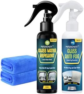 PRAZISCHUTZ Glass Water Repellent Spray & Anti Fog Spray for Car Windshield, Long Lasting Waterproof & Fog-Free Coating for Clear Vision – Easy Application for All Glass Surfaces- Pack of 2